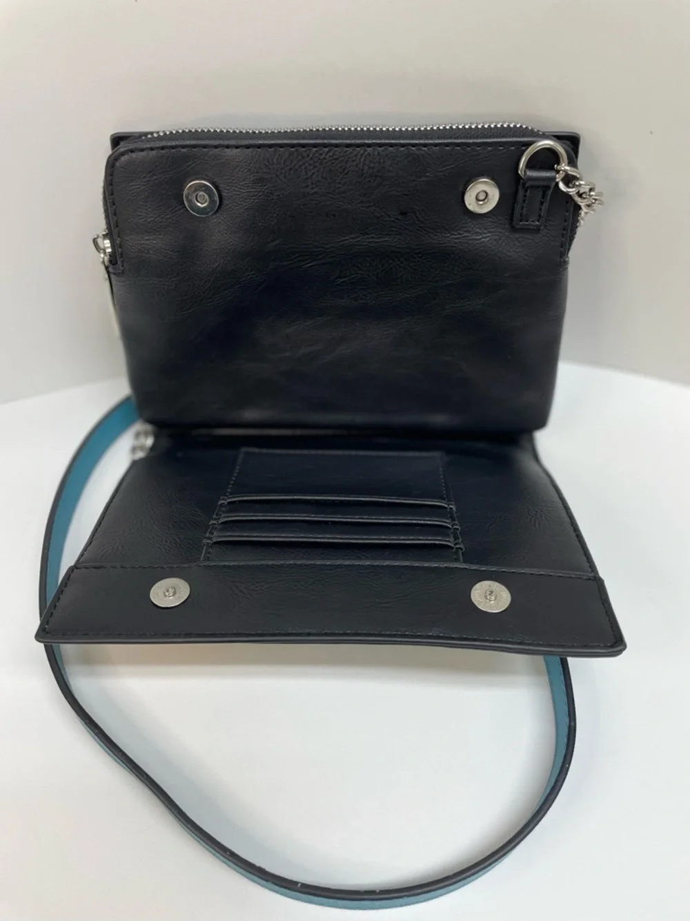 Steve Madden Teal Crossbody with Hand-Painted Sunflower & Earrings - Picture 4 of 7